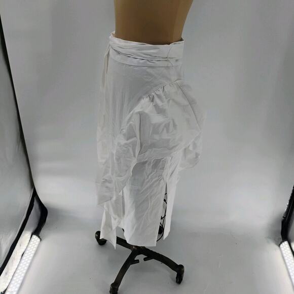 MILLY Skirt Lagenlook Stripe 100% Cotton White Midi Women's Size 4 - Picture 2 of 14